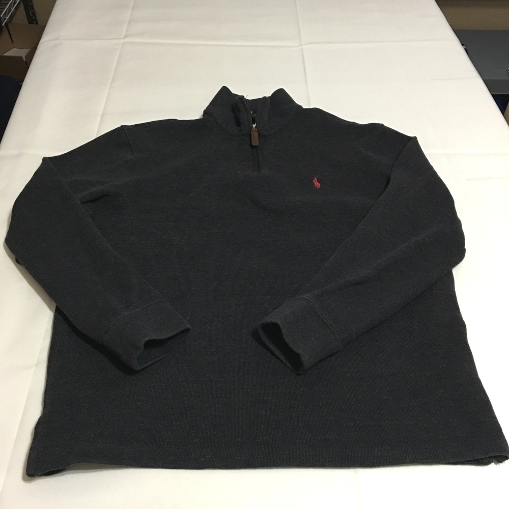 Polo Ralph Lauren Quarter Zip Pullover Sweater Mens Large Black/Charcoal Gray